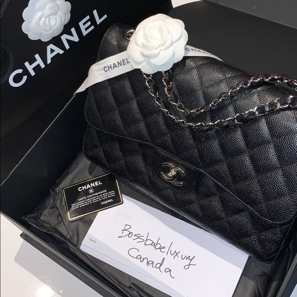 Chanel jumbo caviar classic double flap silver - Picture 5 of 13